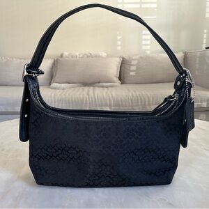 Vintage Coach Black Signature Hobo Shoulder Bag